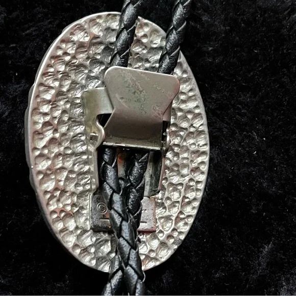 Navajo Turquoise, Coral, & Claw Bolo Tie - Picture 7 of 15